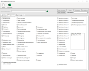 Welke gegevens van een artikel wil je exporteren?