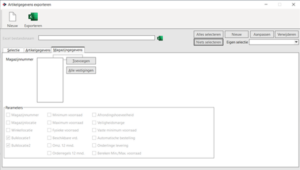Een export maken van de magazijn gegevens van artikelen?